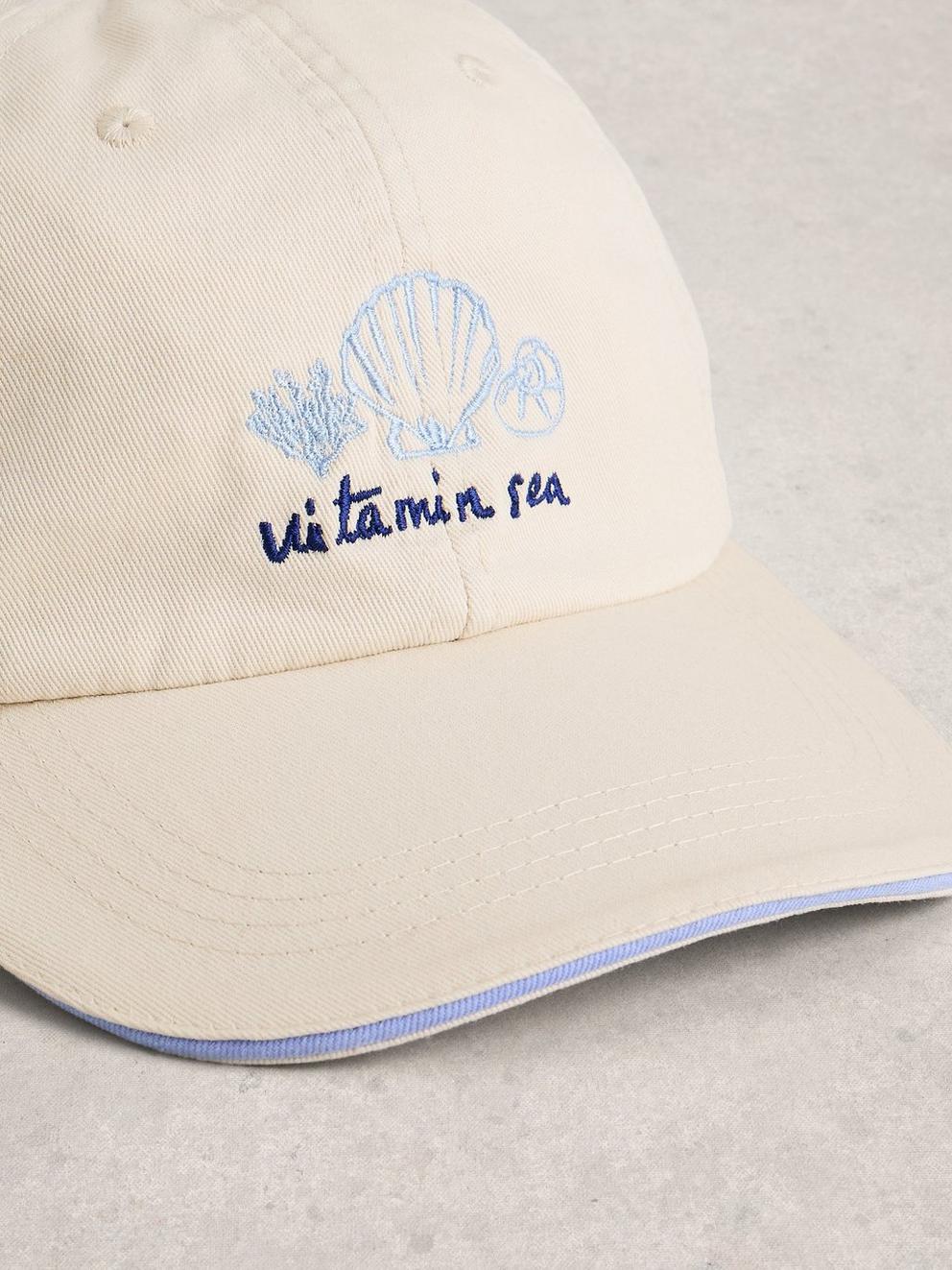 Embroidered Shell Cap in LGT NAT - FLAT DETAIL