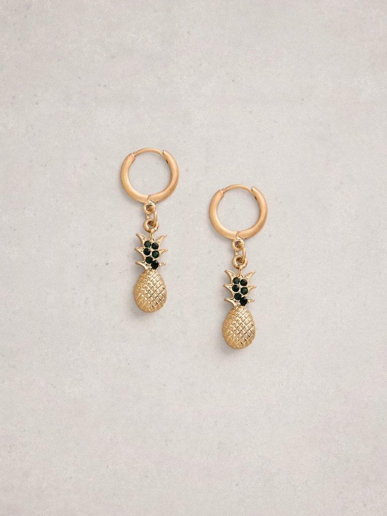 Pineapple Drop Earrings in GLD TN MET - FLAT FRONT
