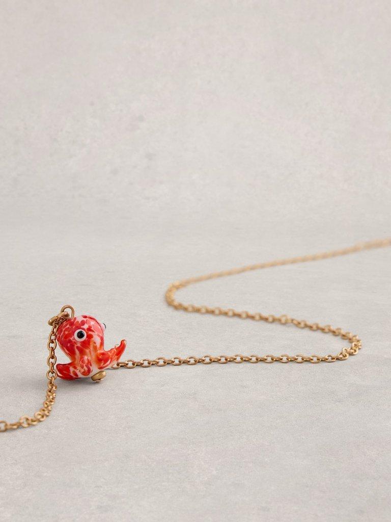 Octopus Necklace in ORANGE MLT - FLAT DETAIL