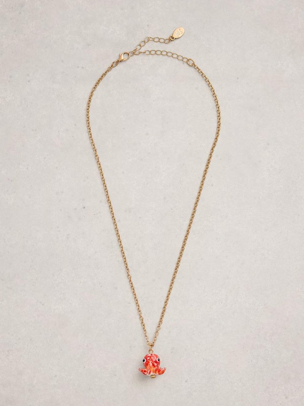 Octopus Necklace in ORANGE MLT - FLAT FRONT