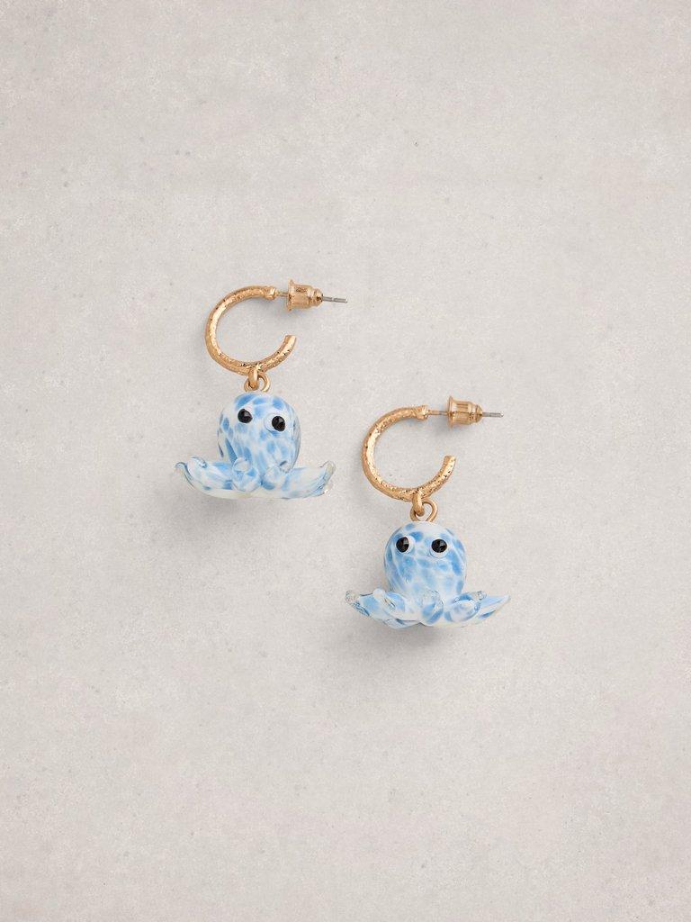 Octopus Earrings in BLUE MLT - FLAT FRONT