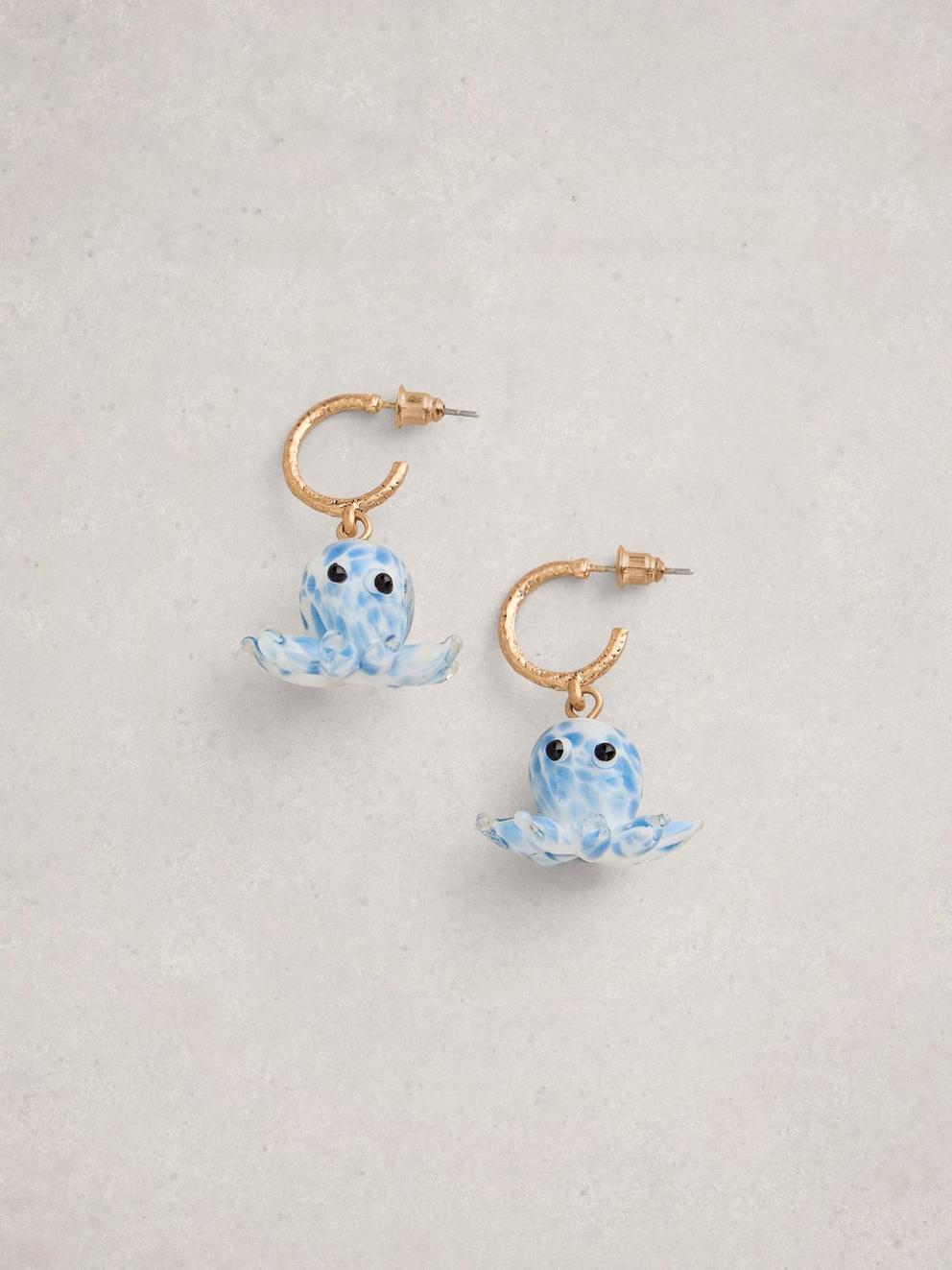 Octopus Earrings in BLUE MLT - FLAT FRONT