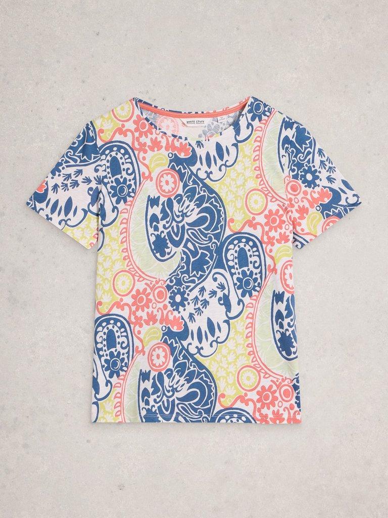 ABBIE PRINTED SHORT SLEEVE TEE in NAVY MULTI - FLAT FRONT