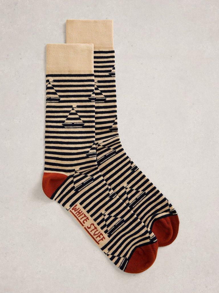 Boat Striped Ankle Sock in IVORY MLT - FLAT FRONT