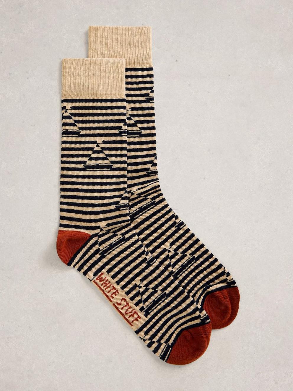 Boat Striped Ankle Sock in IVORY MLT - FLAT FRONT