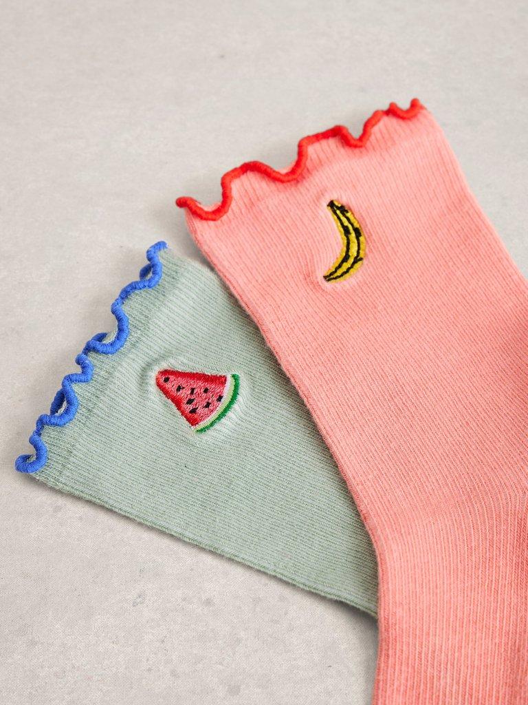 2PK Fruit Ankle Socks in PINK MLT - FLAT DETAIL