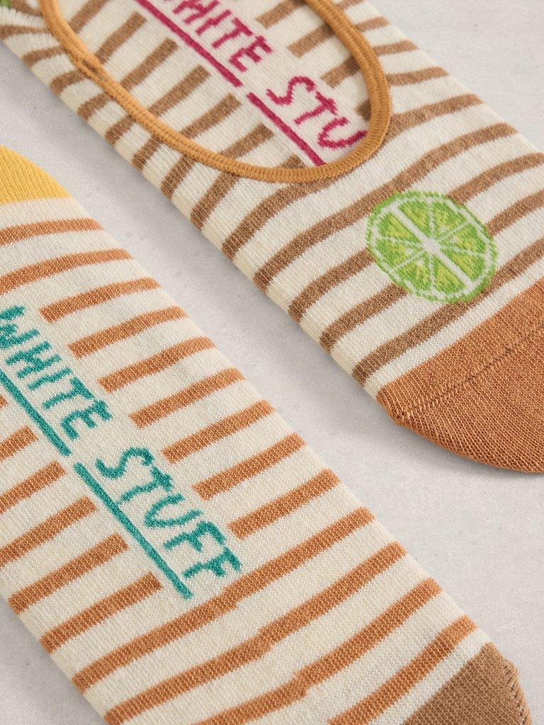 2PK Fruit No Show Socks in DK NAT - FLAT DETAIL