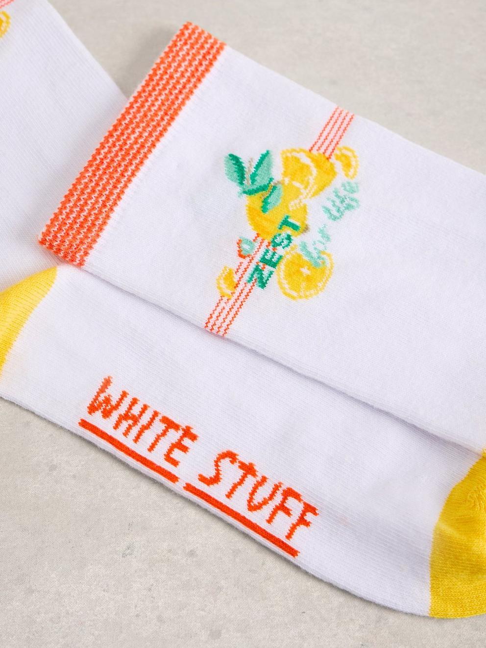 Zesty Ankle Sock in WHITE MLT - FLAT DETAIL