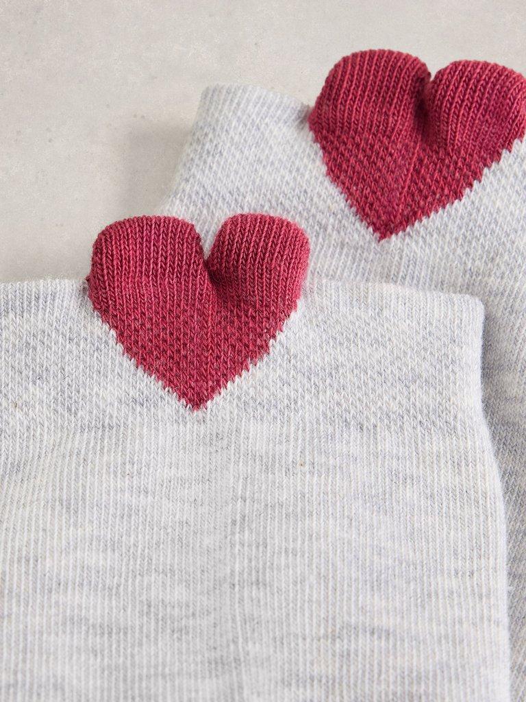 Heart Stripe Ankle Sock in GREY MLT - FLAT DETAIL