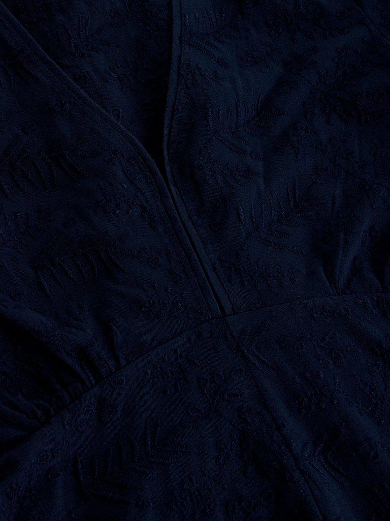 Megan Embroidered Jersey Dress in MID BLUE - FLAT DETAIL