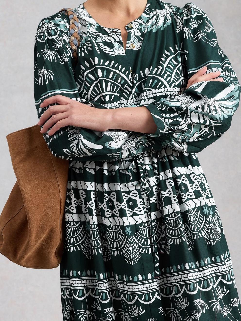 Lana Midi Dress in GREEN MLT - MODEL DETAIL