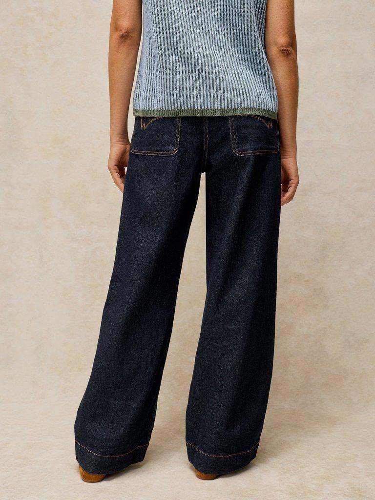 TIA WIDE LEG JEANS in DK DENIM - MODEL BACK