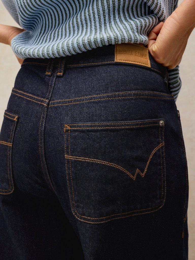 TIA WIDE LEG JEANS in DK DENIM - MODEL DETAIL