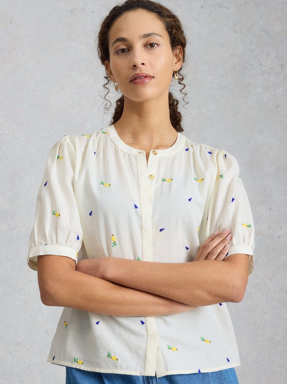 Lana Embroidered Top in IVORY MLT - LIFESTYLE