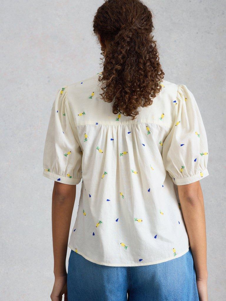 Lana Embroidered Top in IVORY MLT - MODEL BACK