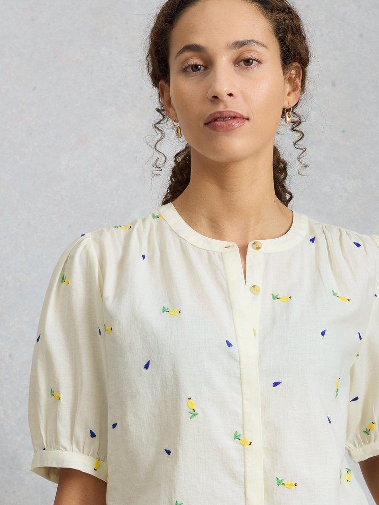 Lana Embroidered Top in IVORY MLT - MODEL DETAIL