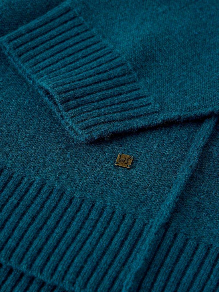MILTON MOCK NECK JUMPER in MID TEAL - FLAT DETAIL