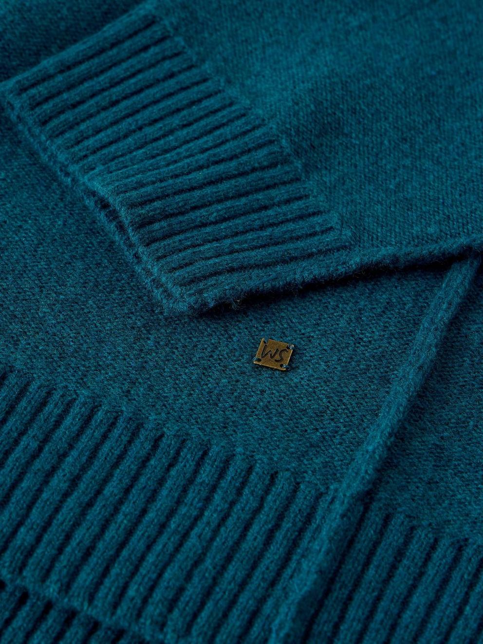 MILTON MOCK NECK JUMPER in MID TEAL - FLAT DETAIL