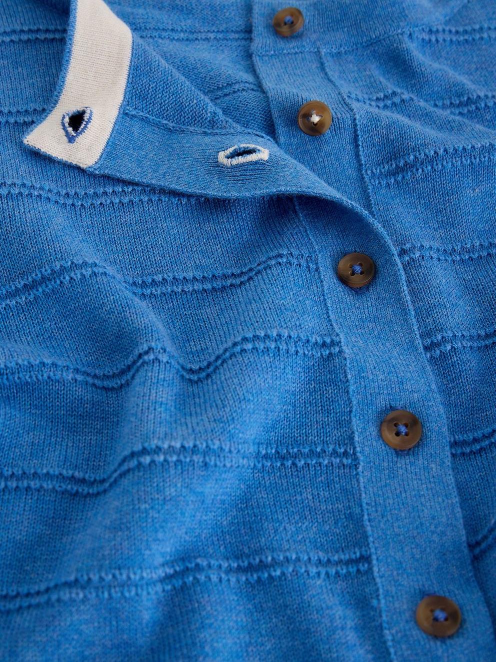 LOIS STITCH CARDI in MID BLUE - FLAT DETAIL