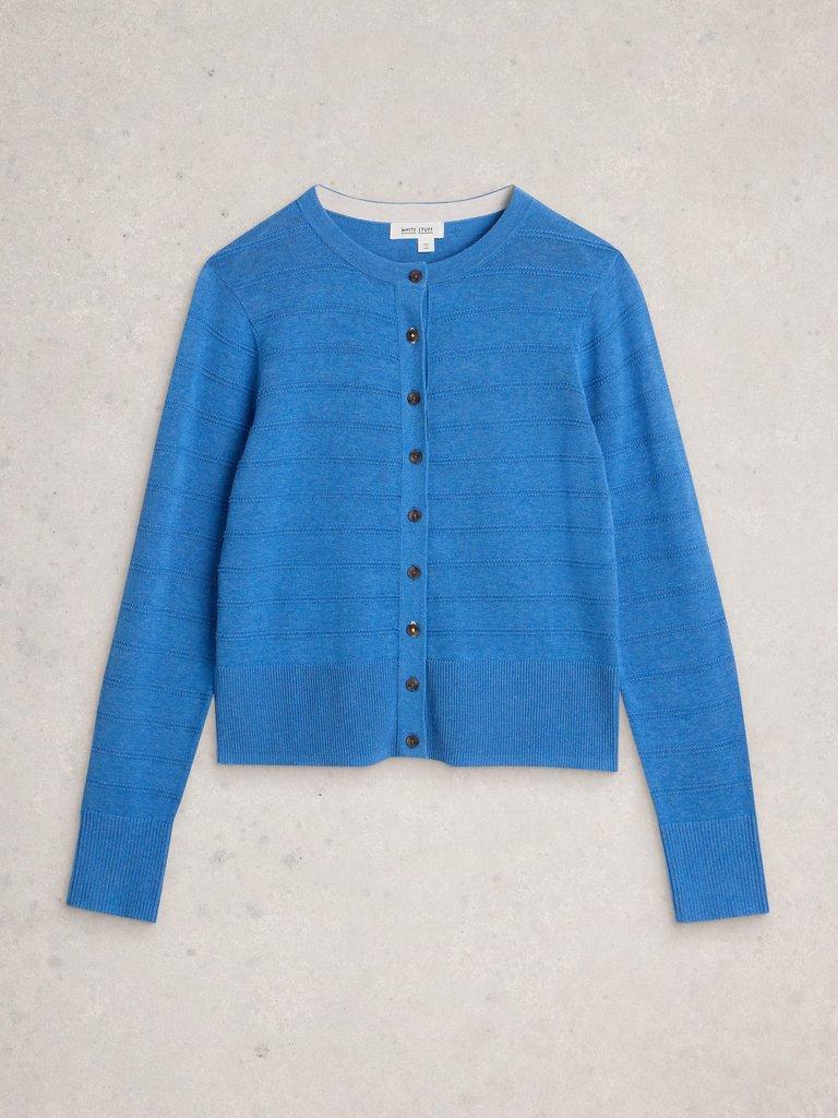 LOIS STITCH CARDI in MID BLUE - FLAT FRONT