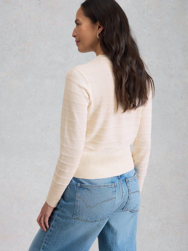 LOIS STITCH CARDI in NAT WHITE - MODEL BACK