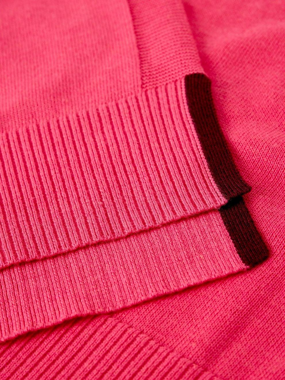 OLIVE JUMPER in BRT PINK - FLAT DETAIL