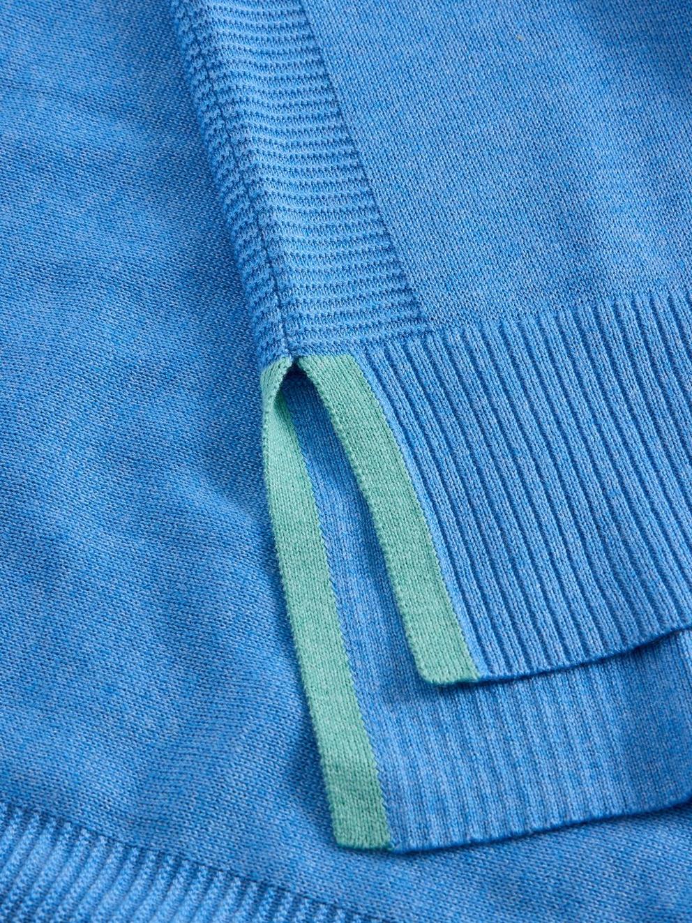 OLIVE JUMPER in MID BLUE - FLAT DETAIL