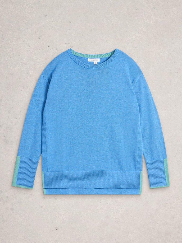 OLIVE JUMPER in MID BLUE - FLAT FRONT