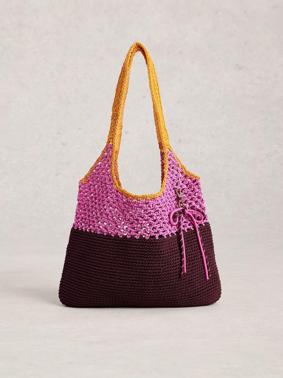 Christe Crochet Shopper Bag in PINK MLT - LIFESTYLE