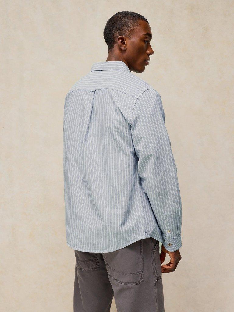 BRUTON OXFORD SHIRT in BLUE MLT - MODEL BACK