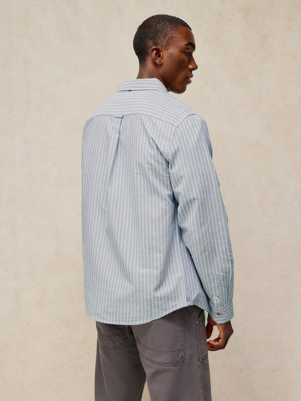 BRUTON OXFORD SHIRT in BLUE MLT - MODEL BACK