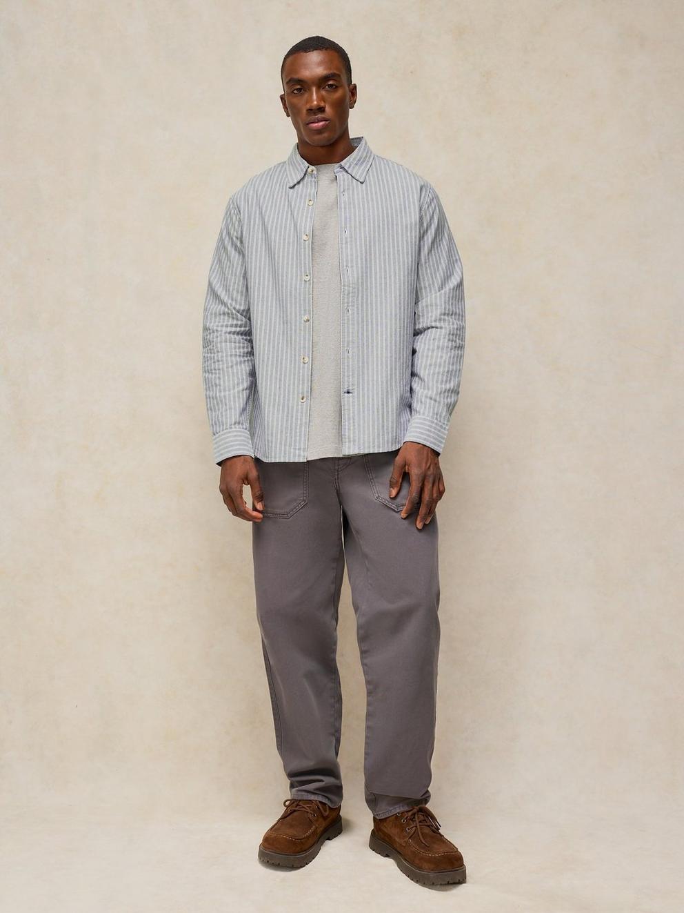 BRUTON OXFORD SHIRT in BLUE MLT - MODEL FRONT