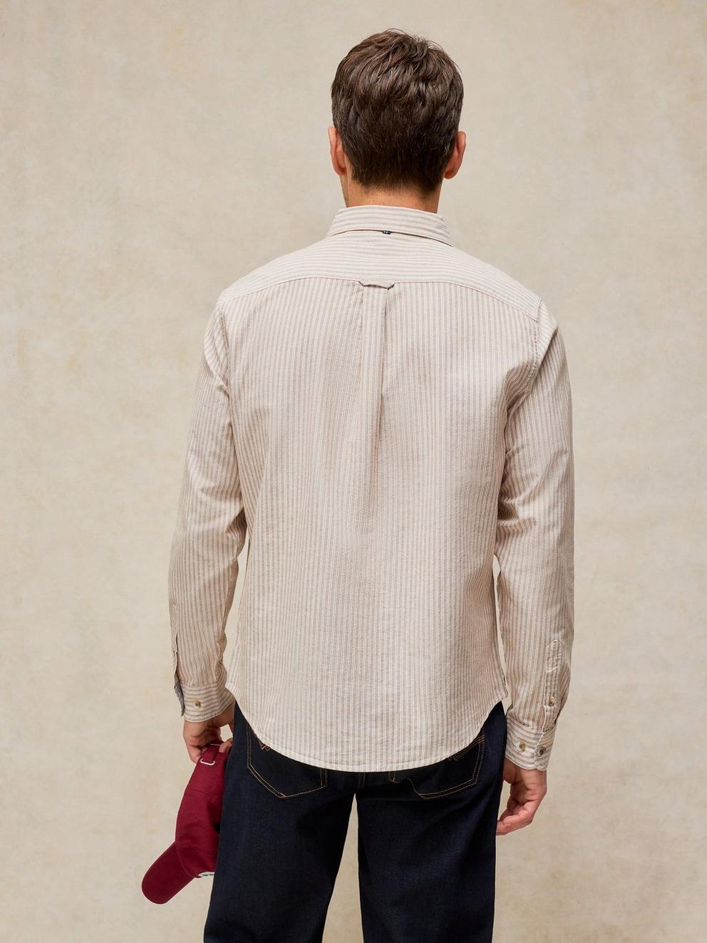 BRUTON OXFORD SHIRT in PINK MLT - MODEL BACK