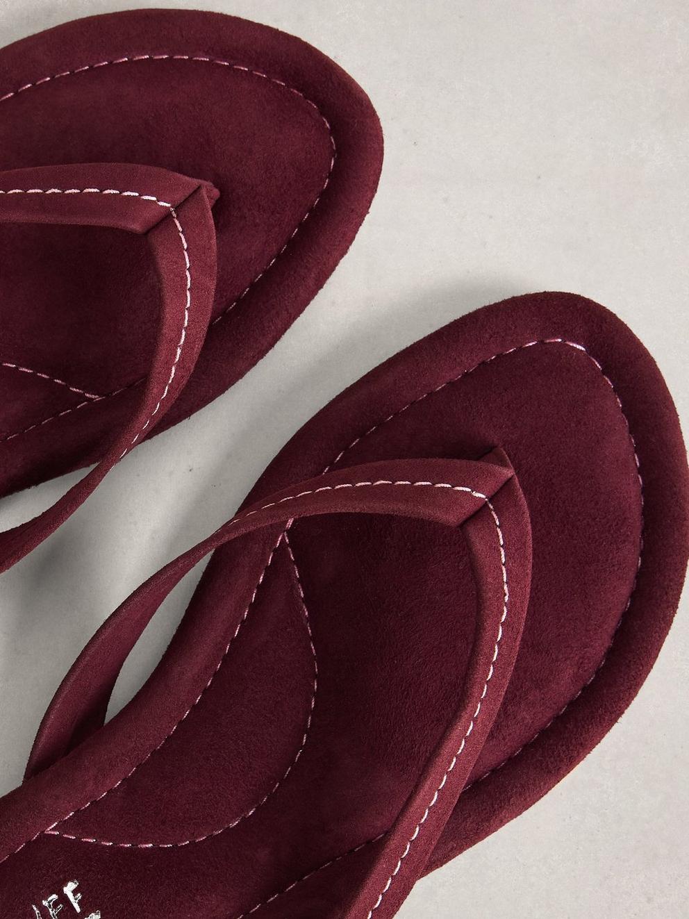 Bay Sandals in DK PLUM - FLAT DETAIL