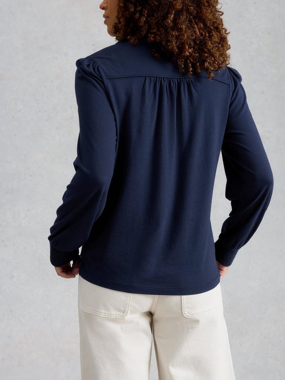 RONLEY SHIRT in DARK NAVY - MODEL BACK