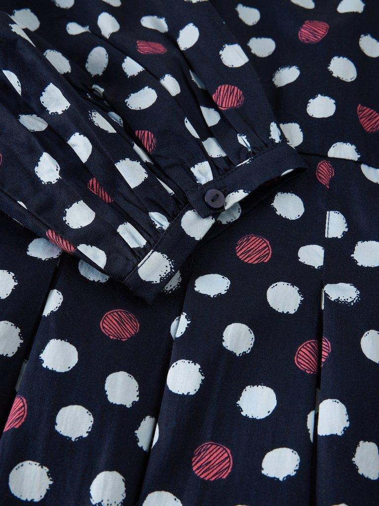 SIERRA PLEAT DRESS in NAVY MULTI - FLAT DETAIL