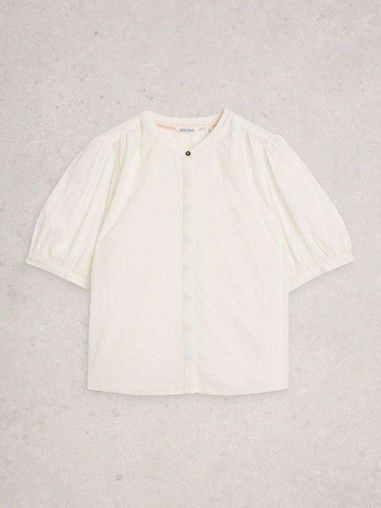 Lana Short Sleeve Top in BRIL WHITE - FLAT FRONT