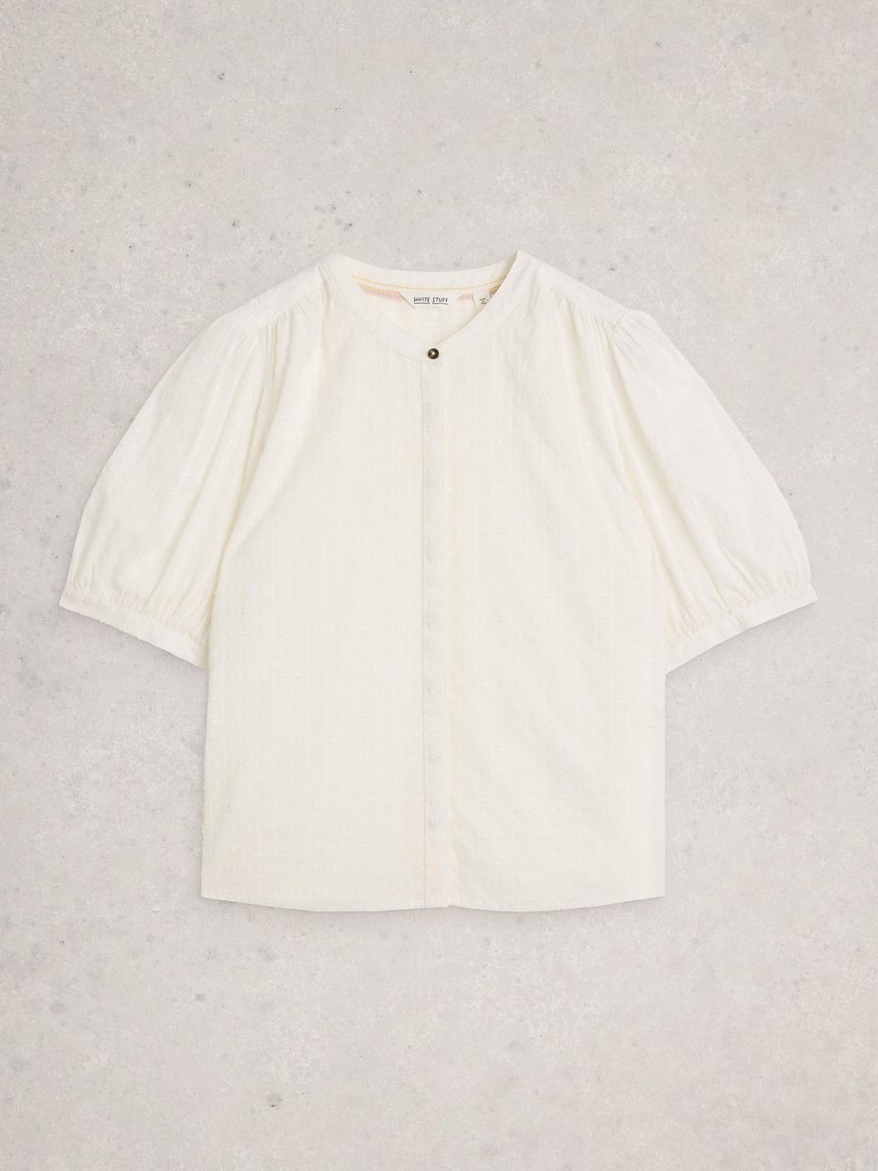 Lana Short Sleeve Top in BRIL WHITE - FLAT FRONT