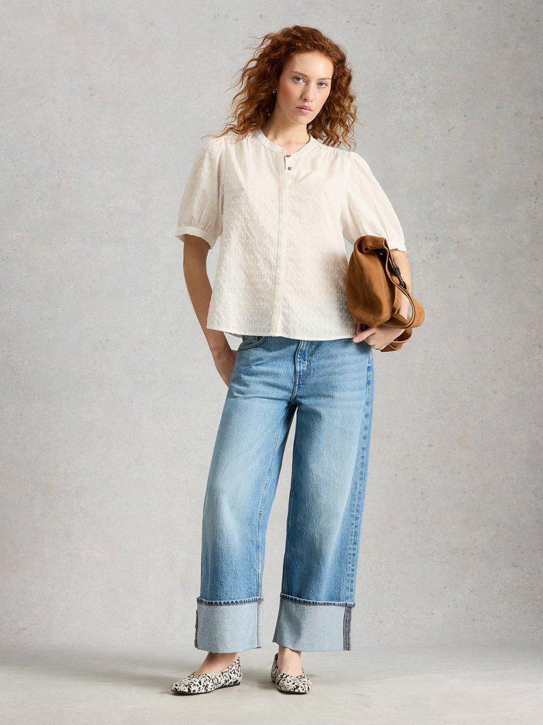 Lana Short Sleeve Top in BRIL WHITE - MODEL FRONT