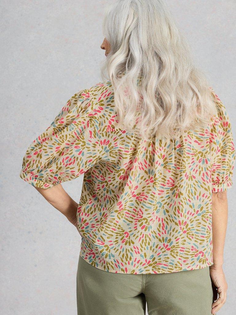 Lana Short Sleeve Top in IVORY PR - MODEL BACK