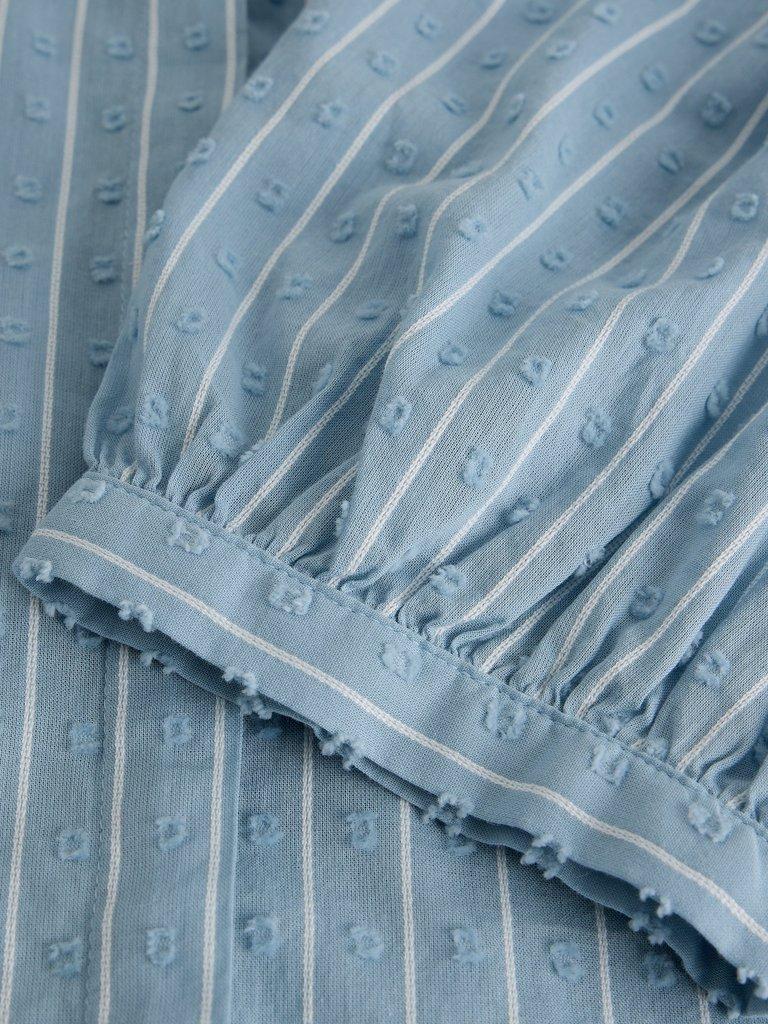 Lana Short Sleeve Top in MID BLUE - FLAT DETAIL