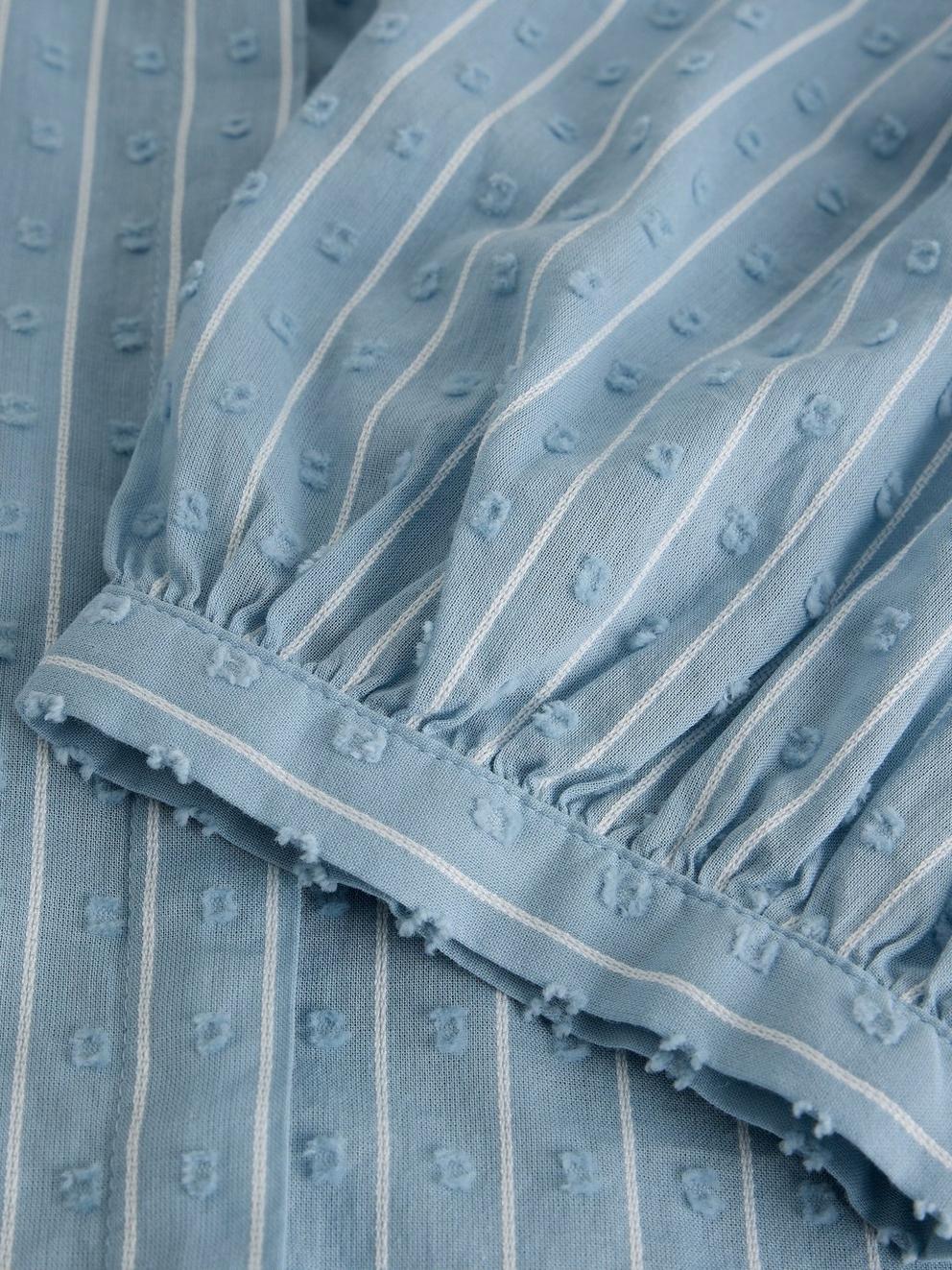 Lana Short Sleeve Top in MID BLUE - FLAT DETAIL