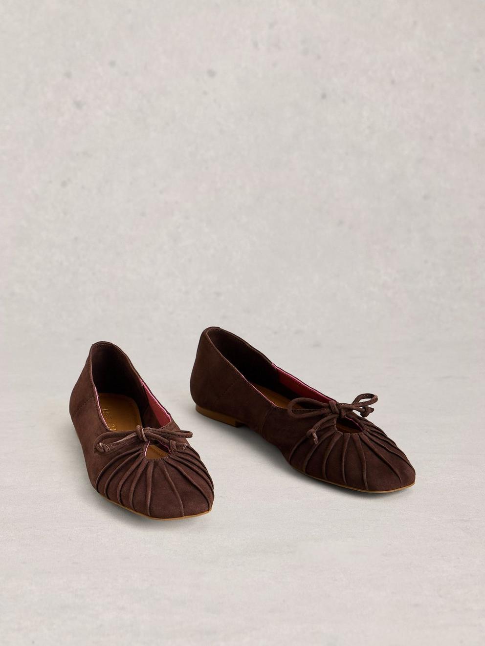 Lace Drop Back Ballerina in DK BROWN - FLAT FRONT
