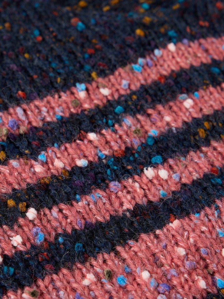 TEXTURE STRIPE V NECK JUMPER in NAVY MULTI - FLAT DETAIL