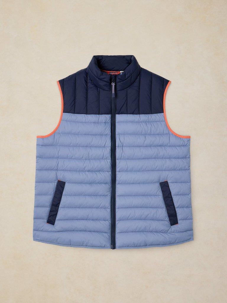 RHEA QUILTED GILET in NAVY MULTI - FLAT FRONT
