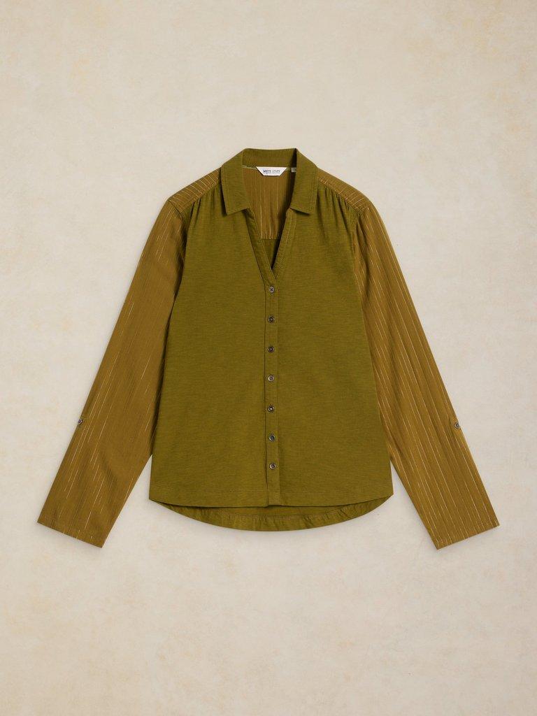 ANNIE SPARKLE MIX SHIRT in MID GREEN - FLAT FRONT