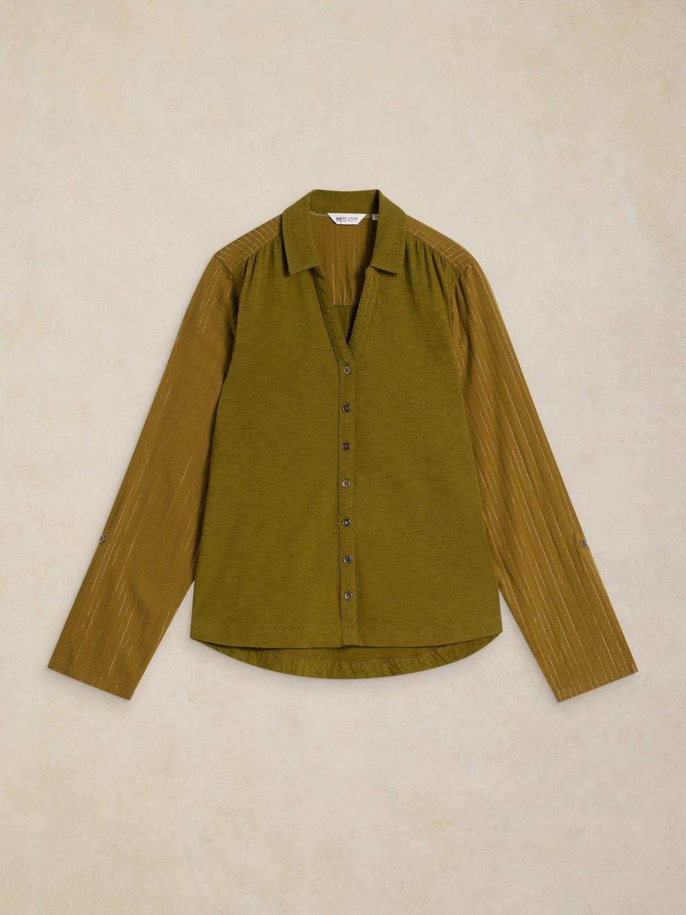 ANNIE SPARKLE MIX SHIRT in MID GREEN - FLAT FRONT