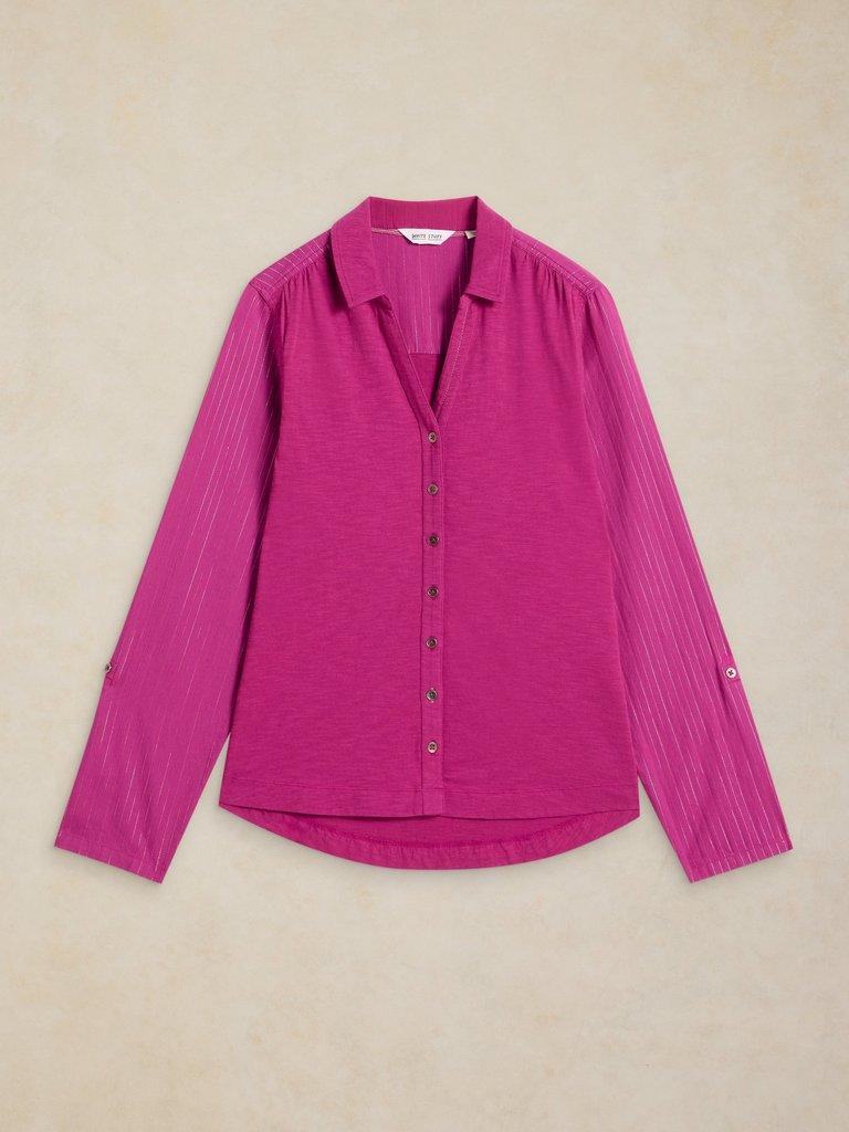 ANNIE SPARKLE MIX SHIRT in MID PINK - FLAT FRONT