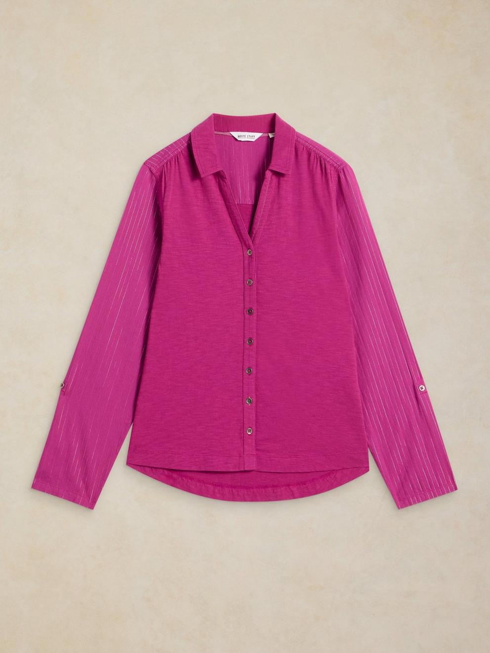 ANNIE SPARKLE MIX SHIRT in MID PINK - FLAT FRONT