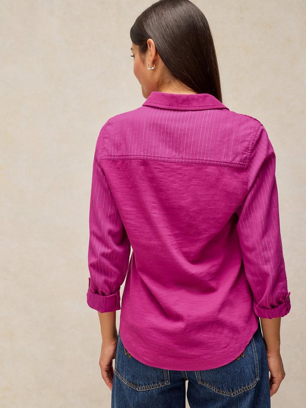 ANNIE SPARKLE MIX SHIRT in MID PINK - MODEL BACK